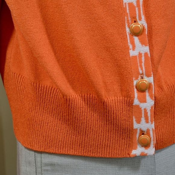 🆕🏷️  St. John Collection Santana Knit Orange  Cropped Cardigan - Picture 10 of 12